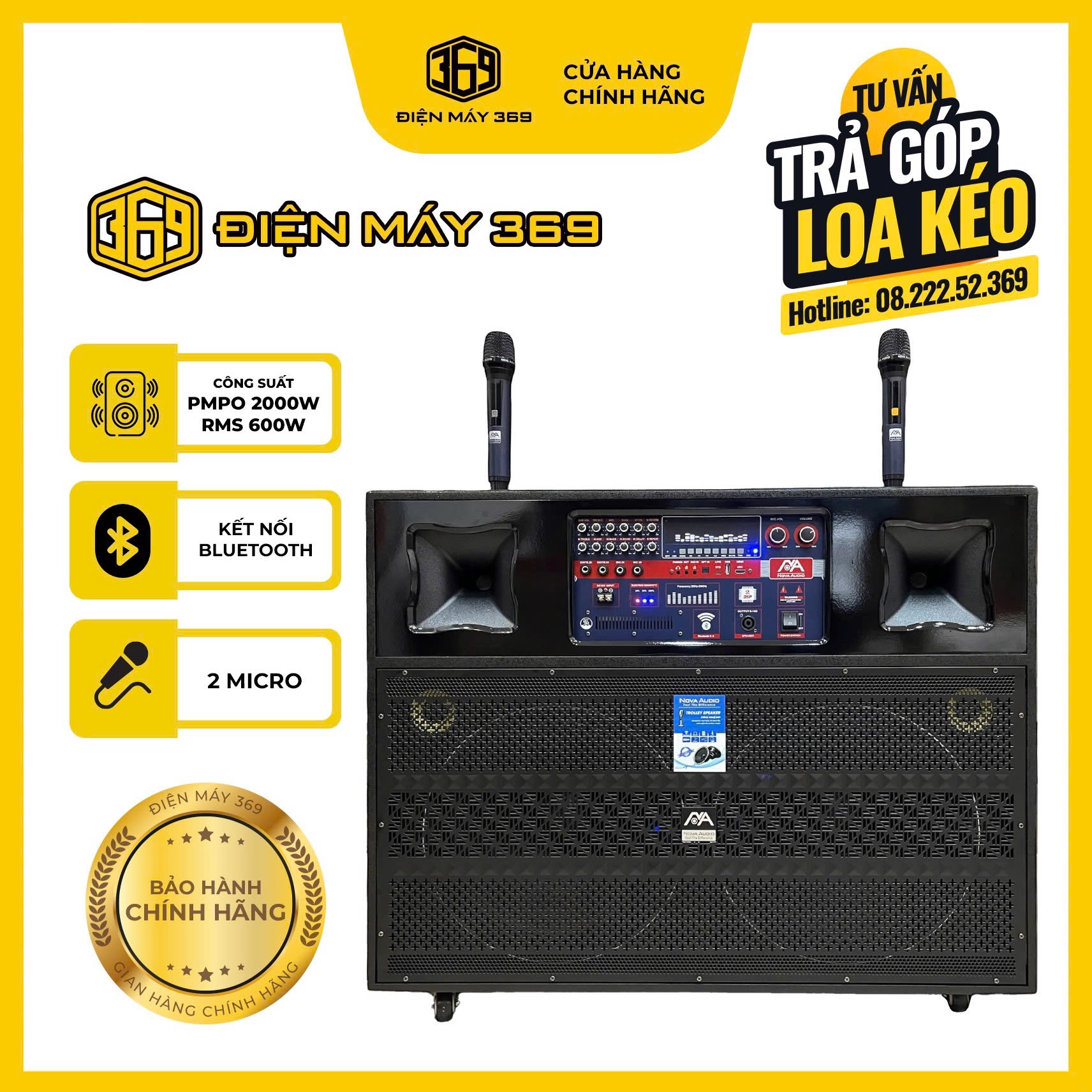 Loa Kéo Bass 40 Đôi Chính Hãng NOVA PRO 800V – Mẫu Loa Thế Hệ Mới 2 Chip